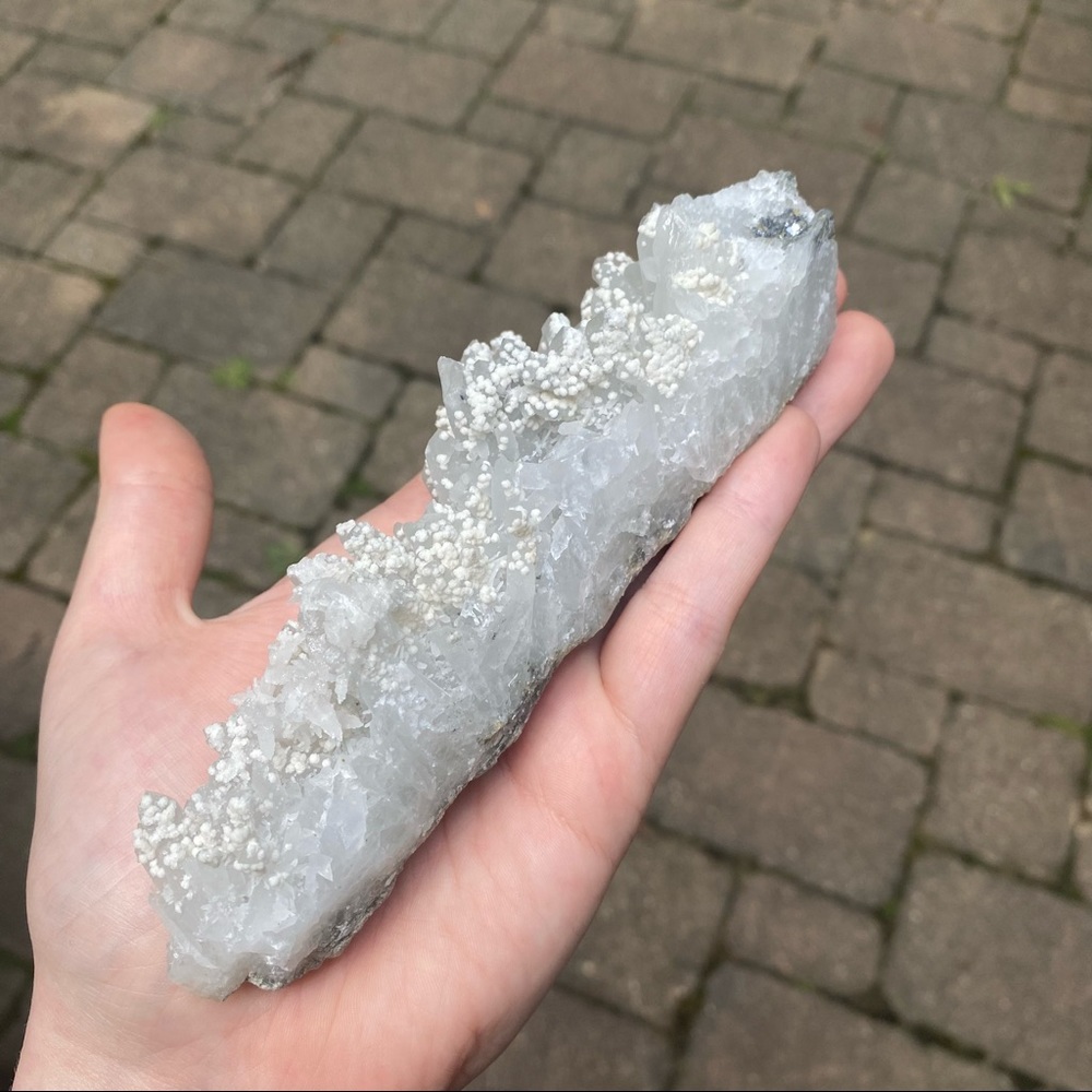 Snow White Calcite and Quartz Crystal Gemstone Specimen - Picture 4 of 5